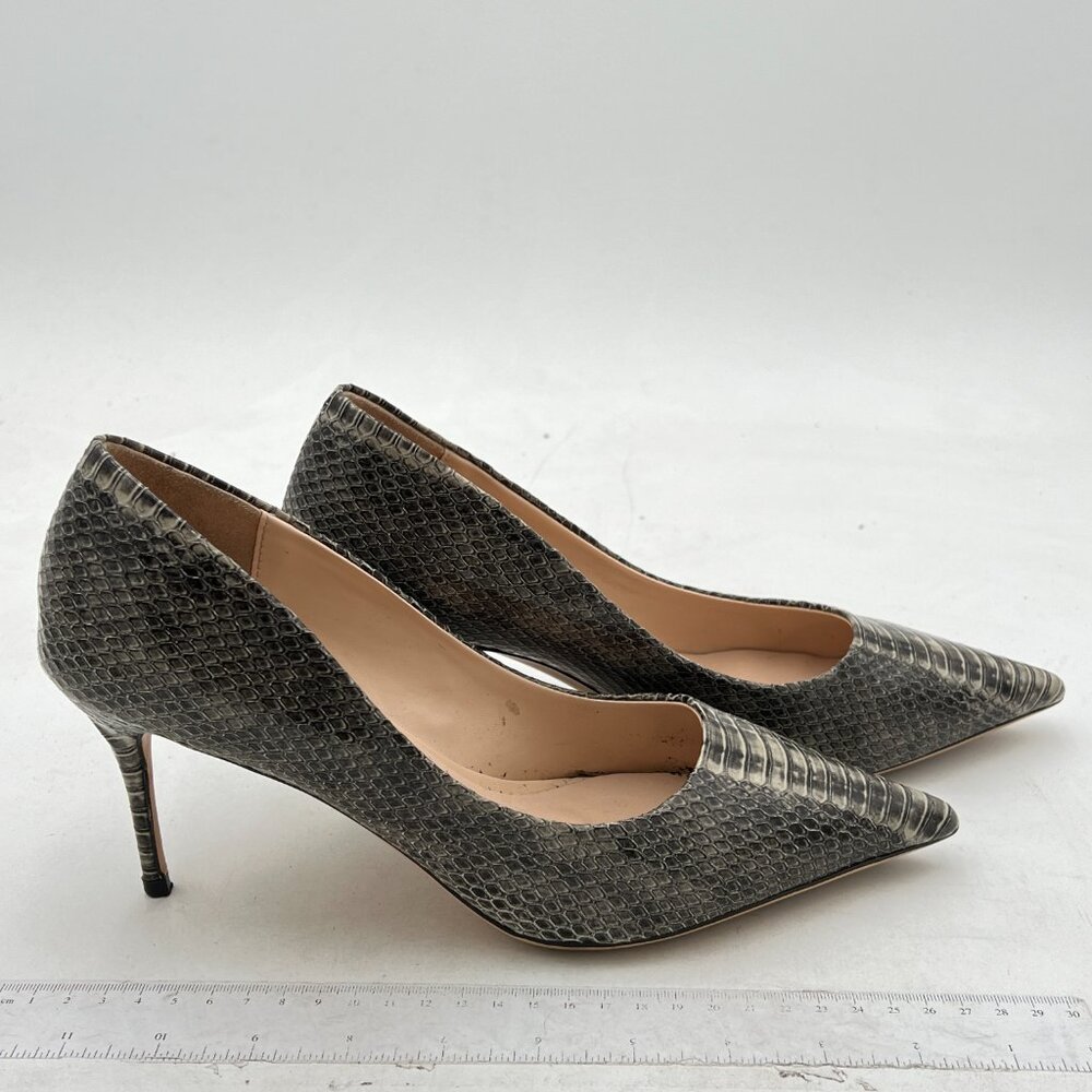 YDN Grey Snake Print High Heel Pumps Pointed Toe Dress Shoes for Office Lady - Picture 4 of 8
